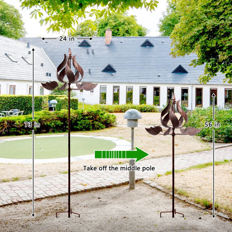 Winwindspinner Wind Spinners Outdoor - Large Tulip Metal Bronze Color Wind Sculptures & Spinner, Kinetic Gift Ideal Windmill Decor for Garden and Yard (75 inch Height) - Image 5